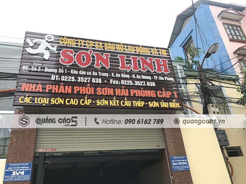 Thi công biển quảng cáo Công ty Sơn Linh tại An Dương Hải Phòng