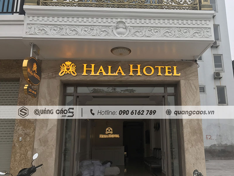 Thi công biển hiệu HALA Hotel tại Thế Lữ, Hải Phòng