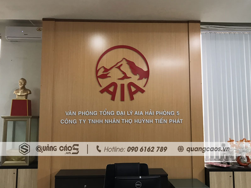 Thi công vách logo bảo hiểm AIA Hải Phòng Thi công vách logo bảo hiểm AIA Hải Phòng