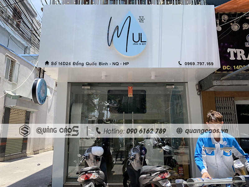 Thi công lắp đặt bảng hiệu quảng cáo Spa MUL tại Đổng Quốc BÌnh Hải Phòng