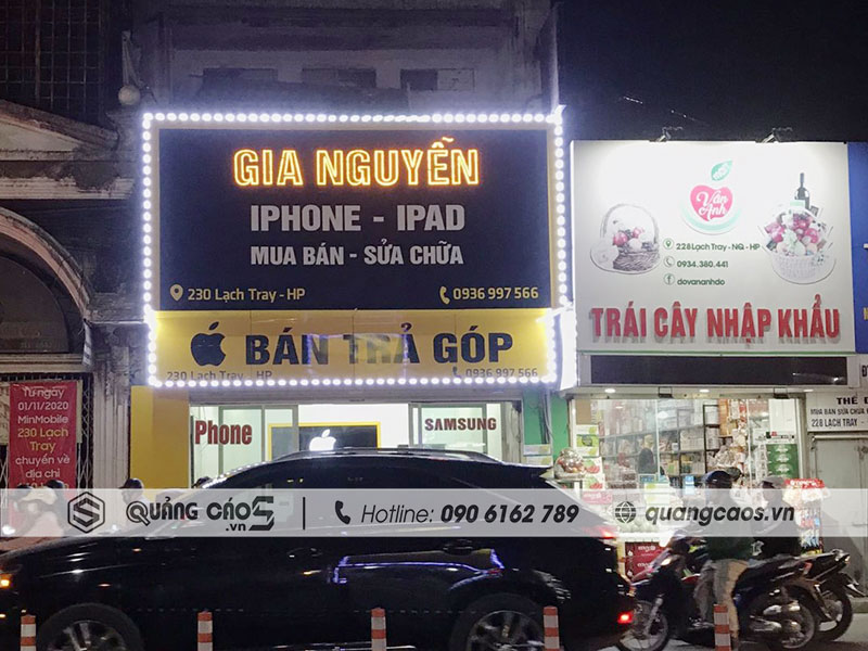 Làm biển quảng cáo cửa hàng điện thoại Gia Nguyễn tại Lạch Tray, Hải Phòng