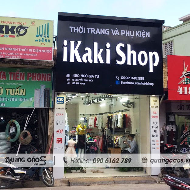 Làm biển quảng cáo iKaki Shop tại 420 Ngô Gia Tự, Hải Phòng