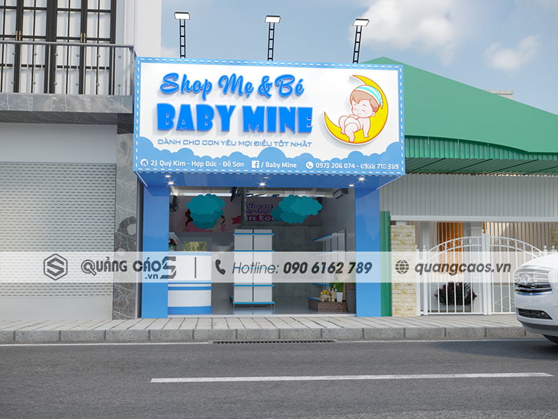 Thiết kế biển quảng cáo Shop Bỉm Sữa BABY MINE tại Đồ Sơn hải Phòng