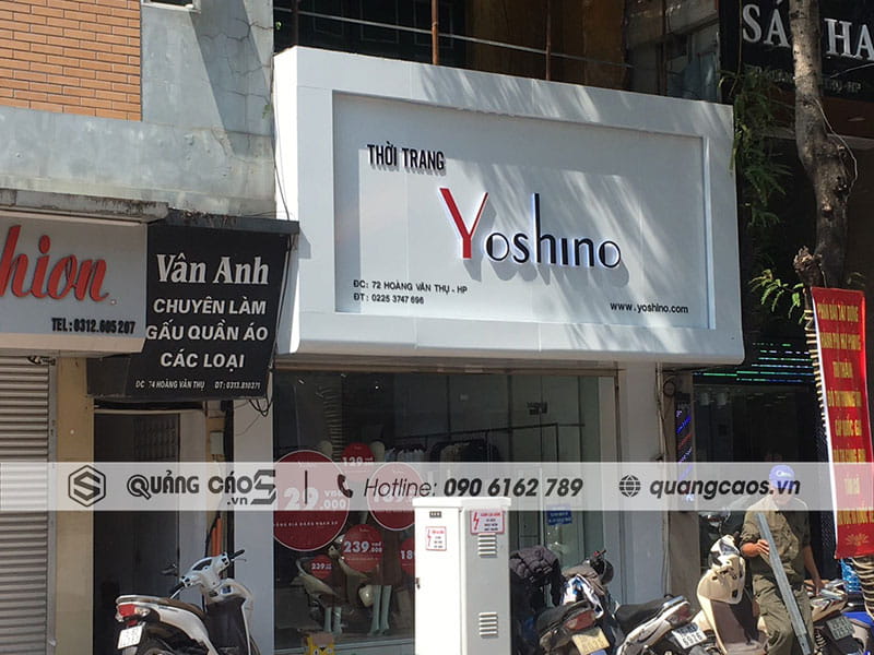 Làm Biển quảng cáo cửa hàng thời trang Yoshino tại Hoàng Văn Thụ Hải Phòng