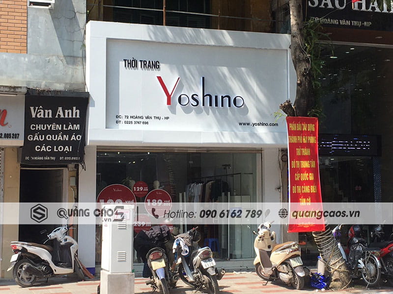 Biển quảng cáo cửa hàng thời trang Yoshino tại Hoàng Văn Thụ Hải Phòng