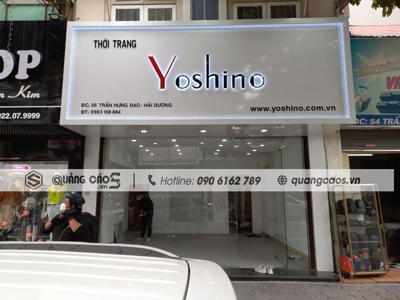 Thi công biển quảng cáo Shop thời trang Yoshino tại 56 Trần Hung Đạo Hải Dương
