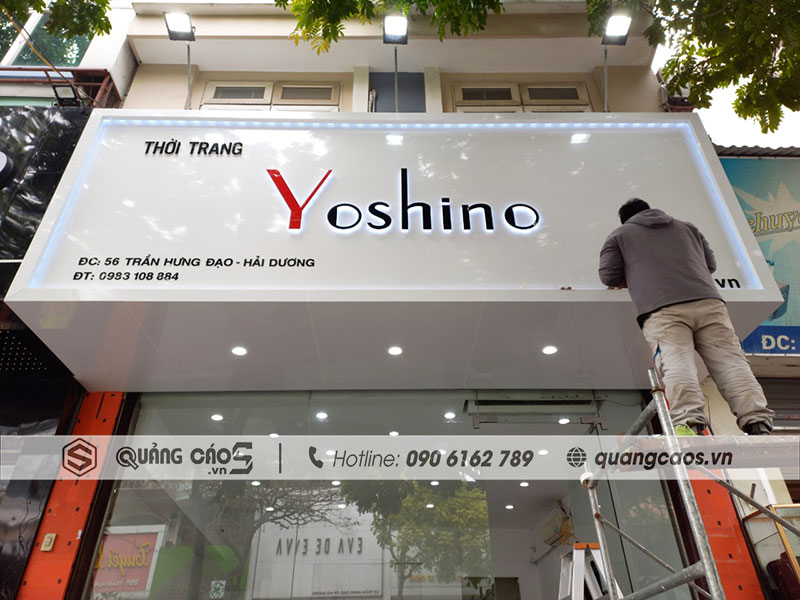 Thi công biển quảng cáo Shop thời trang Yoshino tại 56 Trần Hung Đạo Hải Dương