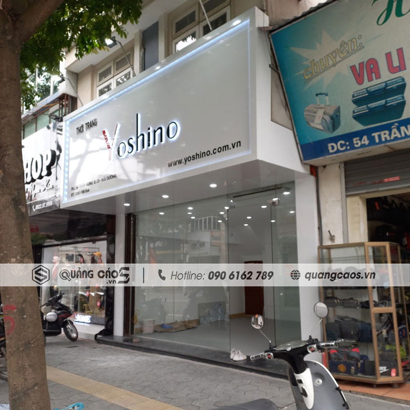 Thi cônLàm biển quảng cáo Shop thời trang Yoshino tại 56 Trần Hung Đạo Hải Dương
