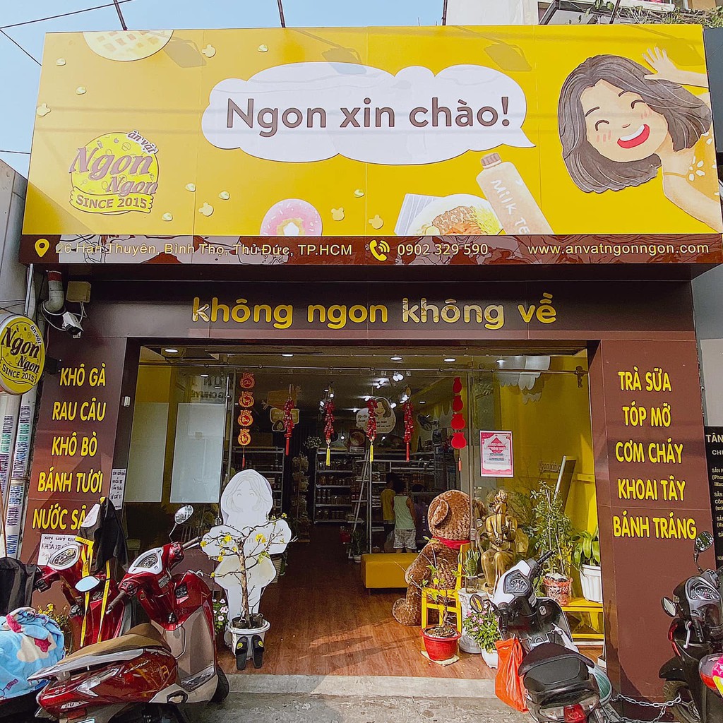 Biển hiệu quảng cáo quán ăn vặt độc đáo tại Hải Phòng.