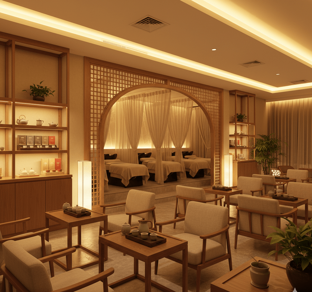 15 mẫu Thiết Kế Spa Gội Đầu Dưỡng Sinh Đẹp: Concept, Ánh Sáng