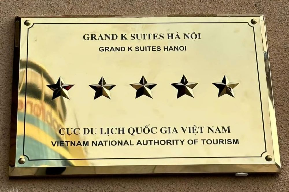 GRAND K SUITES HANOI ĐƯỢC CỤC DU LỊCH QUỐC GIA VIỆT NAM CÔNG NHẬN HẠNG CƠ SỞ LƯU TRÚ DU LỊCH ĐẠT CHUẨN 5 SAO