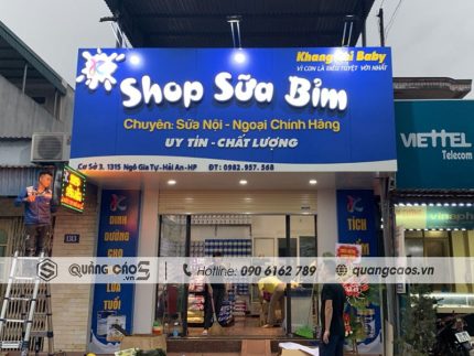 Thi công biển quảng cáo Shop Sữa Bỉm Khang Chi tại Ngô Gia Tự Hải Phòng