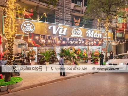 Làm biển quảng cáo Vịt 100 Món tại 69 Phan Bội Châu Hải Phòng