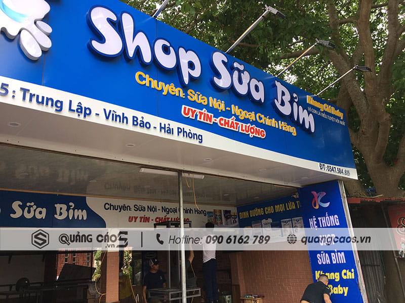 Làm biển quảng cáo cửa hàng Sữa Bỉm Khang Chi tại Vĩnh Bảo Hải Phòng