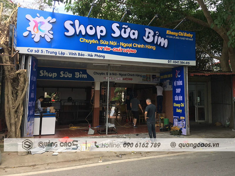 Làm biển quảng cáo cửa hàng Sữa Bỉm Khang Chi tại Vĩnh Bảo Hải Phòng