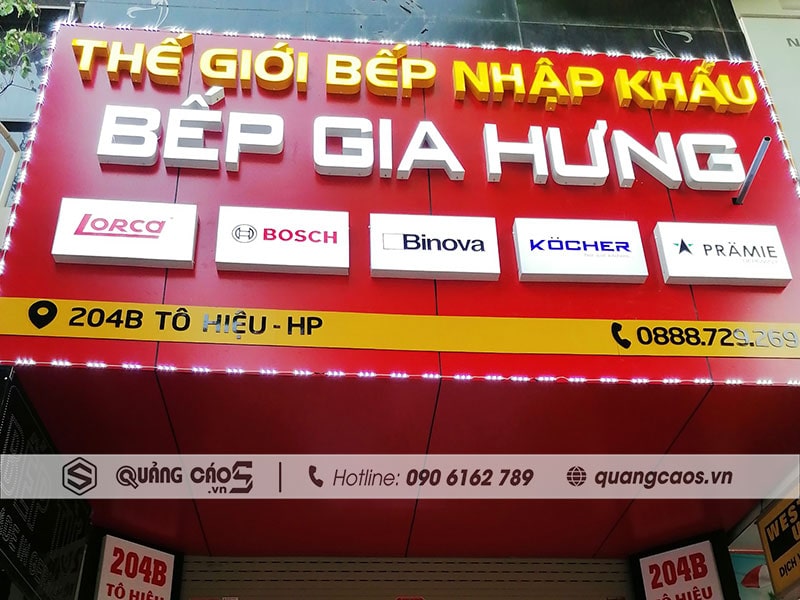 Lắp đặt biển quảng cáo Bếp Gia Hưng