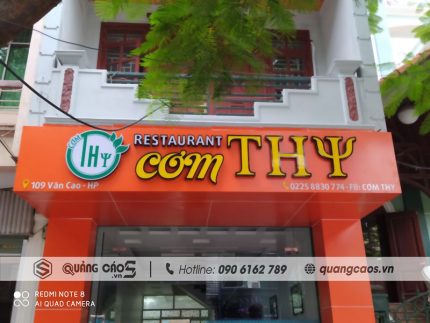 Thi công biển quảng cáo nhà hàng Cơm Thy tại Văn Cao Hải Phòng