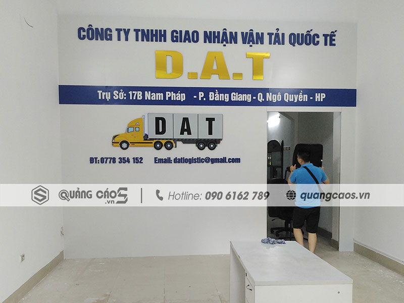 Thi công vách logo Công ty giao vận vận tải Quốc tế tại Đằng Hải Thi công vách logo Công ty giao vận vận tải Quốc tế tại Đằng Hải