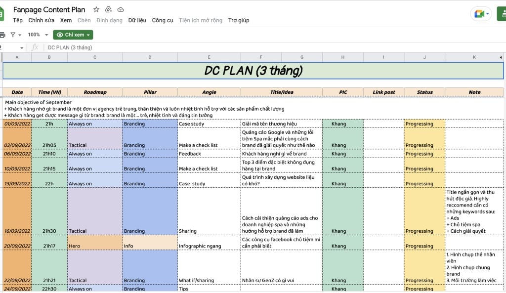 Mẫu Plan Content cho Fanpage hiệu quả cho doanh nghiệp