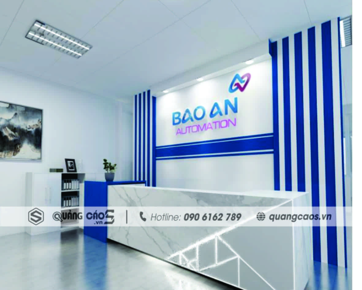 Thiết kế vách lễ tân công ty Bảo An